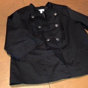 Open Front Double Lapel Black Jacket Blazer